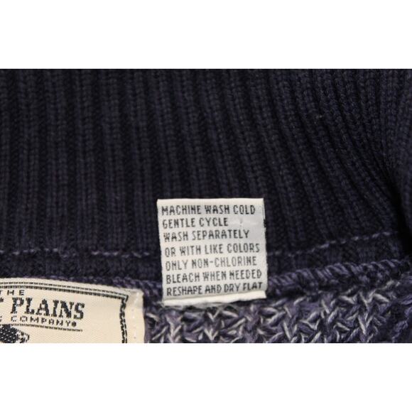 The Great Plains Men's L Blue White 1/4 Zip LS Sweater Cotton Preppy Classic - Picture 6 of 13